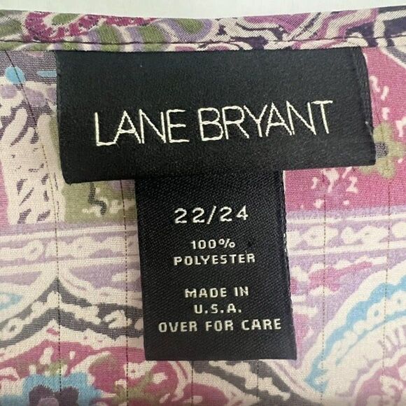 Lane Bryant Purple Paisley Plus Size 22/24 Wrap Blouse Floral Peasant bohemian - Picture 5 of 12